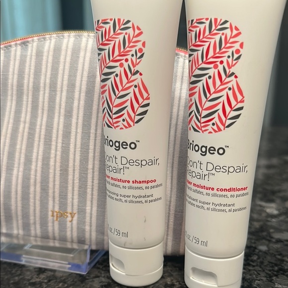 Briogeo Hair Care Duo & IPSY Striped Pouch Coral Touch BUNDLE NWT YOU GET 3items - Picture 3 of 8